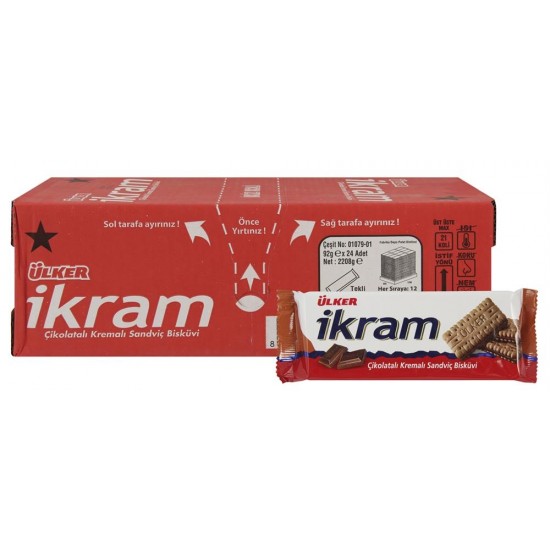 Ülker İkram Bisküvi Çikolatalı 84 Gr 24 Adet